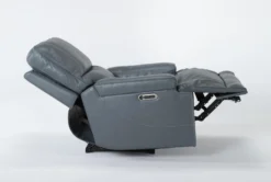 Watkins Blue Leather Power Cordless Recliner With Power Headrest & USB -Home Furniture 268123 recline 24