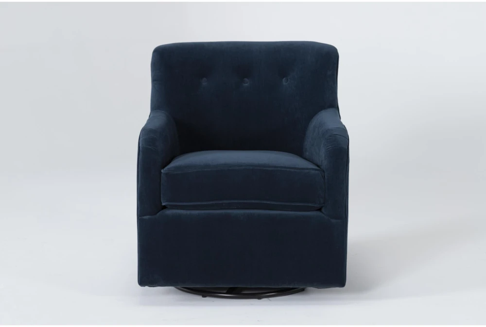 Katrina Velvet Blue Swivel Glider Chair 1 Katrina Velvet Blue Swivel Glider Chair