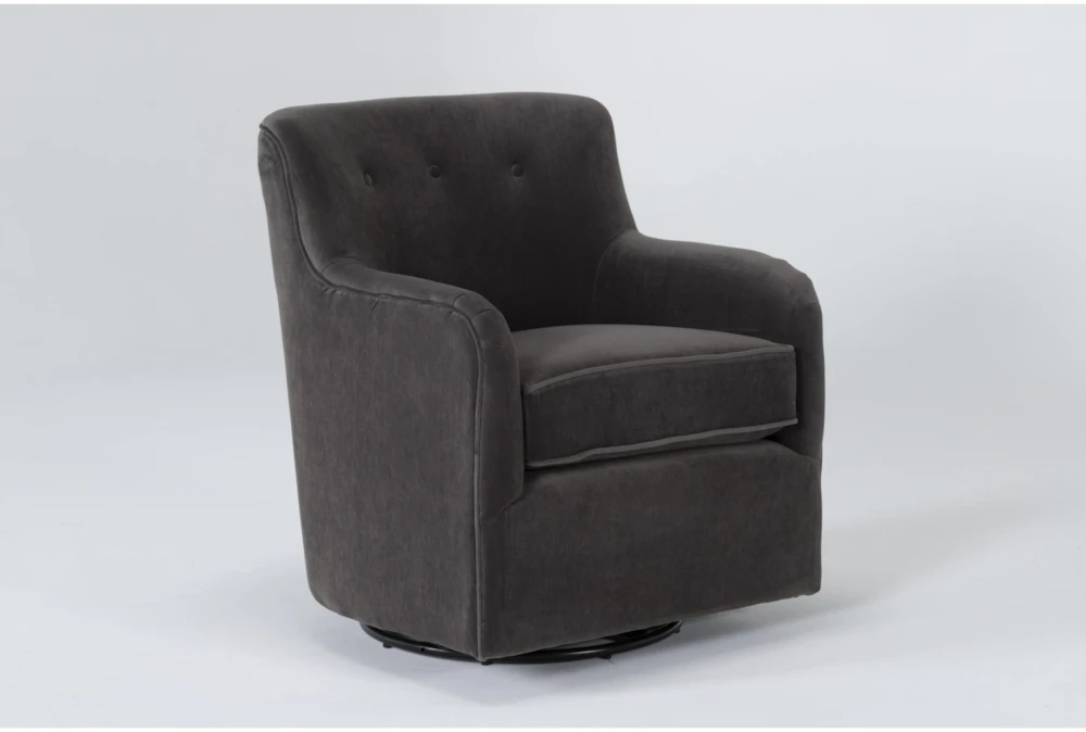 Katrina Velvet Grey Swivel Glider Chair 2 Katrina Velvet Grey Swivel Glider Chair - Image 2