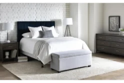 Blakely California King Upholstered Headboard With Metal Bed Frame -Home Furniture 269762 blue fabric bed room 45