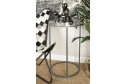 16" Metal And Acrylic Tray Accent Table -Home Furniture 269942 grey metal accent table room 85