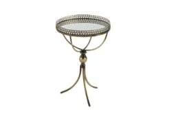 Pierced Gold Metal Accent Table With Mirror Tray -Home Furniture 269953 yellow metal accent table material 76