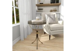 Pierced Gold Metal Accent Table With Mirror Tray -Home Furniture 269953 yellow metal accent table room 88