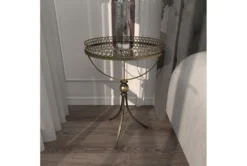 Pierced Gold Metal Accent Table With Mirror Tray -Home Furniture 269953 yellow metal accent table room 89
