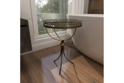 Pierced Gold Metal Accent Table With Mirror Tray -Home Furniture 269953 yellow metal accent table room 92