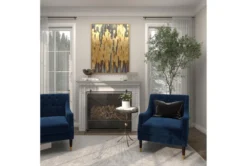 Pierced Gold Metal Accent Table With Mirror Tray -Home Furniture 269953 yellow metal accent table room 95