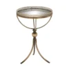Pierced Gold Metal Accent Table With Mirror Tray