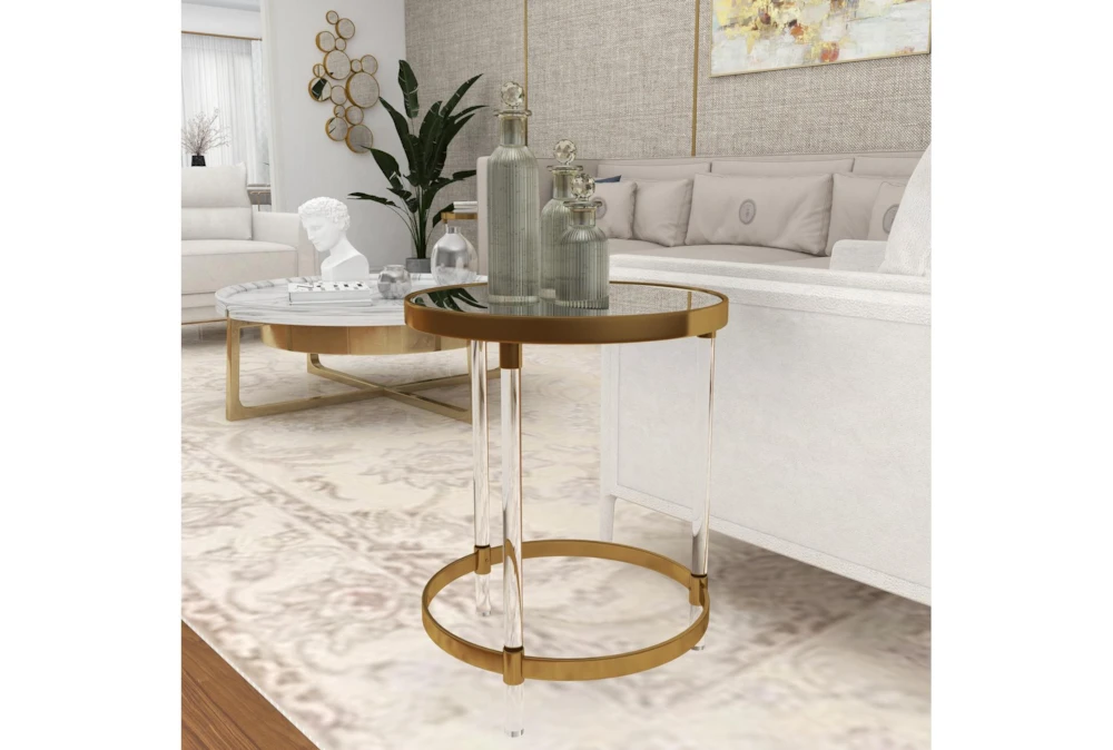 19" Modern Round Mirrored Accent Table 8 19" Modern Round Mirrored Accent Table - Image 8