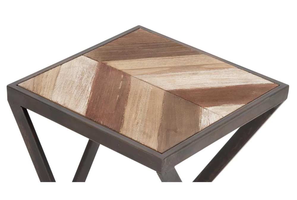 Geometric Wood And Metal Accent Tables-Set Of 2 4 Geometric Wood And Metal Accent Tables-Set Of 2 - Image 4