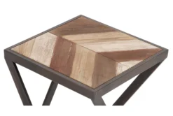 Geometric Wood And Metal Accent Tables-Set Of 2 11 Geometric Wood And Metal Accent Tables-Set Of 2 -Home Furniture 270023 brown wood accent table front 03