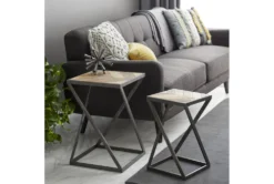 Geometric Wood And Metal Accent Tables-Set Of 2 13 Geometric Wood And Metal Accent Tables-Set Of 2 -Home Furniture 270023 brown wood accent table room 85