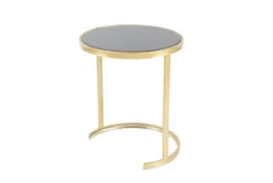 Metallic Gold And Black Nesting Accent Tables-Set Of 3 -Home Furniture 270029 gold metal accent table front 03