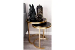 Metallic Gold And Black Nesting Accent Tables-Set Of 3 -Home Furniture 270029 gold metal accent table room 85