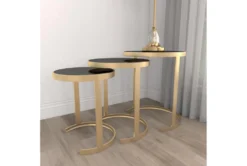 Metallic Gold And Black Nesting Accent Tables-Set Of 3 -Home Furniture 270029 gold metal accent table room 88