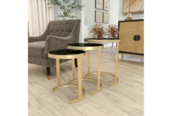 Metallic Gold And Black Nesting Accent Tables-Set Of 3 -Home Furniture 270029 gold metal accent table room 92