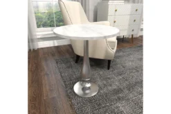 20" Round Silver And Marble Pedestal Accent Table -Home Furniture 270032 white marble accent table room 89