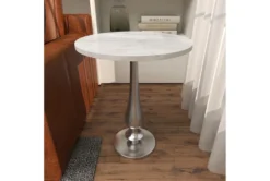 20" Round Silver And Marble Pedestal Accent Table -Home Furniture 270032 white marble accent table room 90