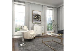 20" Round Silver And Marble Pedestal Accent Table -Home Furniture 270032 white marble accent table room 94