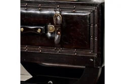 Traditional Espresso Brown Wood & Leather End Table With Drawer, Buckles & Decorative Studs -Home Furniture 270035 brown mdf accent table detail 44