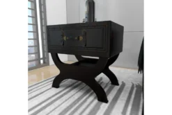 Traditional Espresso Brown Wood & Leather End Table With Drawer, Buckles & Decorative Studs -Home Furniture 270035 brown mdf accent table room 88