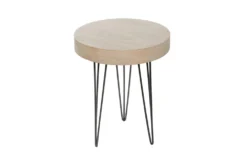 20" Modern Wood And Iron Round Accent Table -Home Furniture 270039 brown mdf accent table material 76