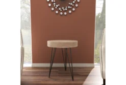 20" Modern Wood And Iron Round Accent Table -Home Furniture 270039 brown mdf accent table room 90