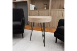 20" Modern Wood And Iron Round Accent Table -Home Furniture 270039 brown mdf accent table room 93