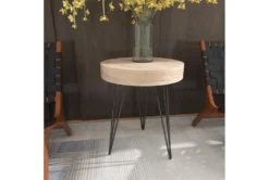 20" Modern Wood And Iron Round Accent Table -Home Furniture 270039 brown mdf accent table room 94