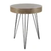 20" Modern Wood And Iron Round Accent Table