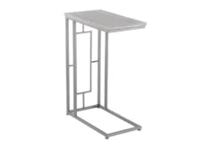 Contemporary Stained Iron And Mdf Wood Rectangular Accent Table -Home Furniture 270040 grey metal accent table front 02