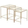 Metallic Gold Metal & Glass Nesting Accent Tables With Quatrefoil Grid Pattern-Set Of 3