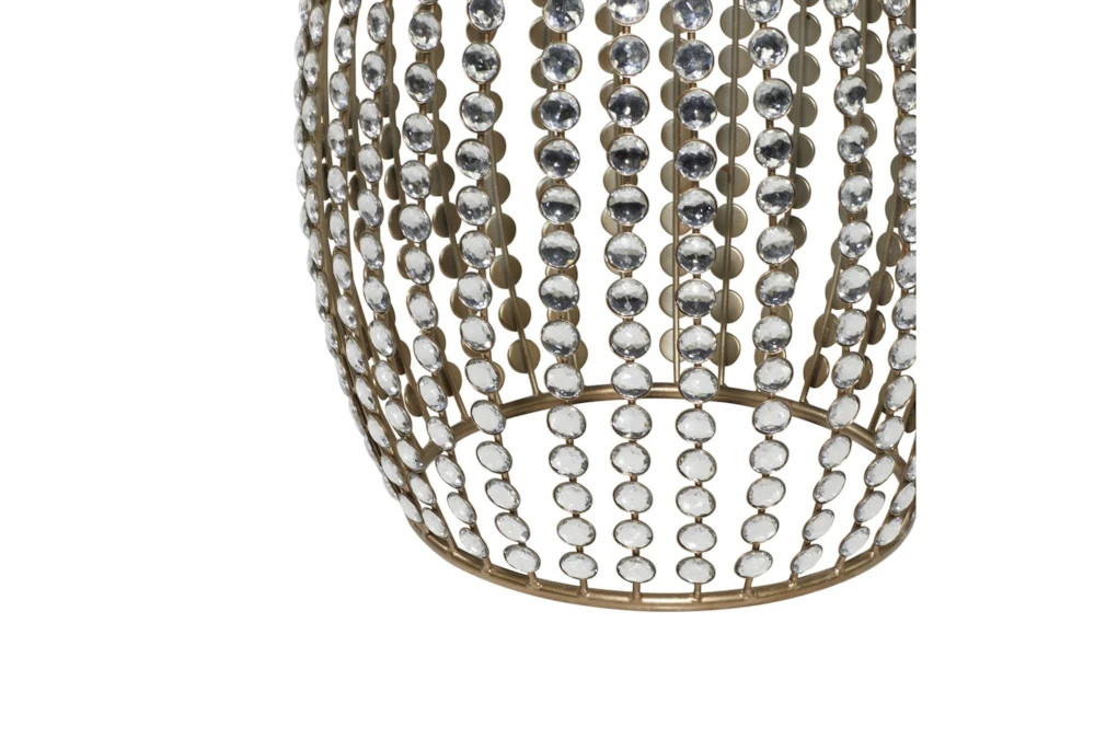 16" Silver Bead And Wood Accent Table 4 16" Silver Bead And Wood Accent Table - Image 4