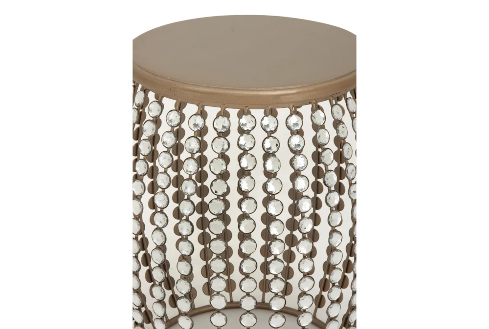 16" Silver Bead And Wood Accent Table 2 16" Silver Bead And Wood Accent Table - Image 2