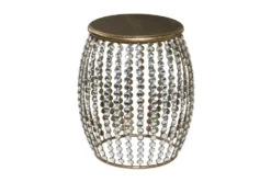 16" Silver Bead And Wood Accent Table 19 16" Silver Bead And Wood Accent Table -Home Furniture 270295 silver metal accent table material 76