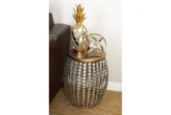 16" Silver Bead And Wood Accent Table 17 16" Silver Bead And Wood Accent Table -Home Furniture 270295 silver metal accent table room 85