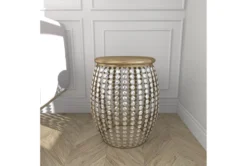 16" Silver Bead And Wood Accent Table 26 16" Silver Bead And Wood Accent Table -Home Furniture 270295 silver metal accent table room 92