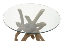 Natural Driftwood Logs And Glass Accent Table -Home Furniture 270305 brown wood accent table detail 44