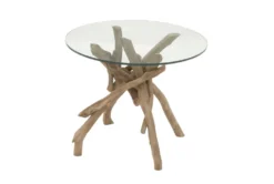 Natural Driftwood Logs And Glass Accent Table -Home Furniture 270305 brown wood accent table material 76