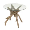 Natural Driftwood Logs And Glass Accent Table