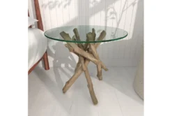Natural Driftwood Logs And Glass Accent Table -Home Furniture 270305 brown wood end table room 89