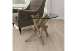 Natural Driftwood Logs And Glass Accent Table -Home Furniture 270305 brown wood end table room 91