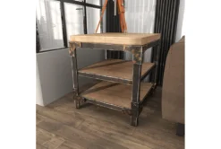 Industrial 3-Tiered Bracketed Wooden End Table 22 Industrial 3-Tiered Bracketed Wooden End Table -Home Furniture 270326 brown wood accent table room 89