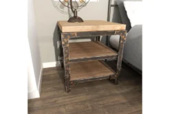 Industrial 3-Tiered Bracketed Wooden End Table 23 Industrial 3-Tiered Bracketed Wooden End Table -Home Furniture 270326 brown wood accent table room 90