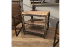 Industrial 3-Tiered Bracketed Wooden End Table 25 Industrial 3-Tiered Bracketed Wooden End Table -Home Furniture 270326 brown wood accent table room 92
