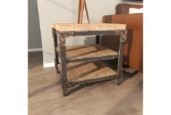 Industrial 3-Tiered Bracketed Wooden End Table 26 Industrial 3-Tiered Bracketed Wooden End Table -Home Furniture 270326 brown wood accent table room 93