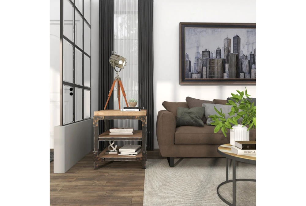 Industrial 3-Tiered Bracketed Wooden End Table 13 Industrial 3-Tiered Bracketed Wooden End Table - Image 13