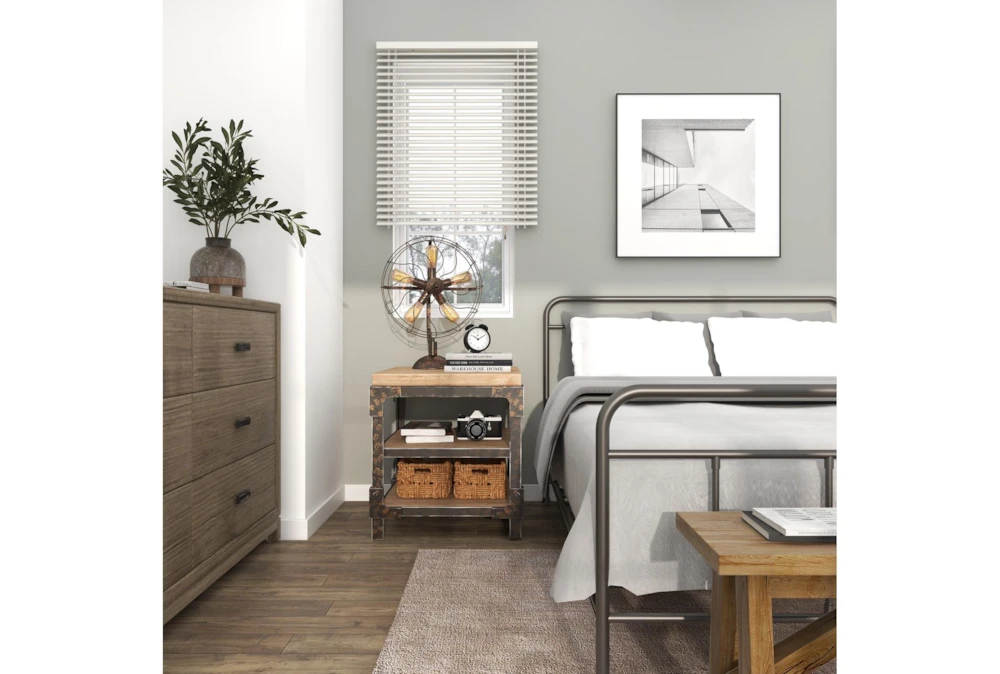 Industrial 3-Tiered Bracketed Wooden End Table 14 Industrial 3-Tiered Bracketed Wooden End Table - Image 14