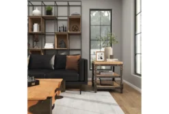 Industrial 3-Tiered Bracketed Wooden End Table 29 Industrial 3-Tiered Bracketed Wooden End Table -Home Furniture 270326 brown wood accent table room 96