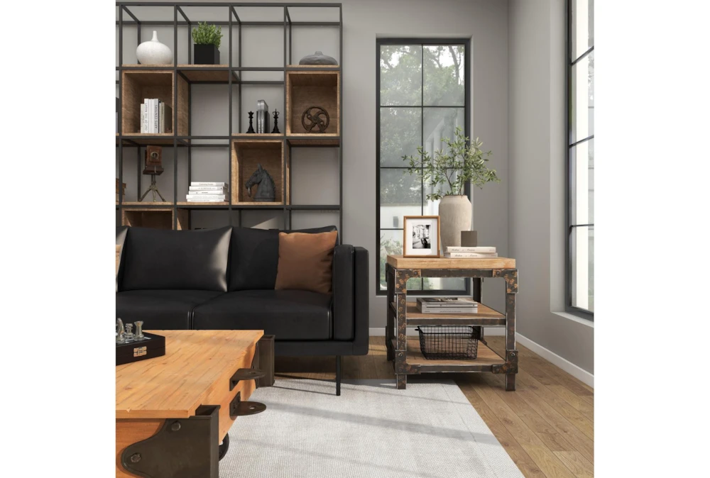 Industrial 3-Tiered Bracketed Wooden End Table 15 Industrial 3-Tiered Bracketed Wooden End Table - Image 15