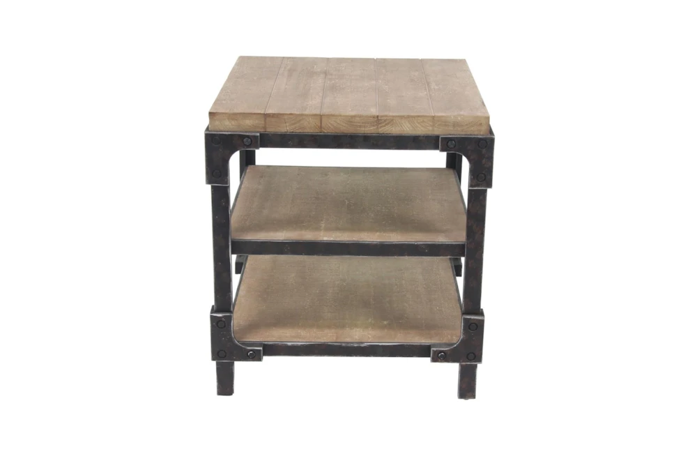 Industrial 3-Tiered Bracketed Wooden End Table 1 Industrial 3-Tiered Bracketed Wooden End Table